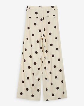 Grace & Mila wide leg high waist broek met linnen met stippen ecru - Foto 3