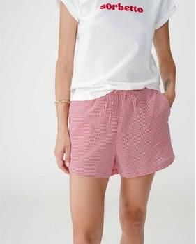 Grace & Mila regular waist geruite casual short rood - Foto 3