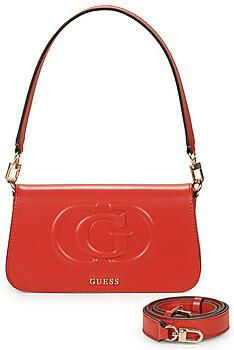 Guess Rode Schoudertas met Verstelbare Band en Afneembare Logo Belettering in Zilver Metaal en Maxi Tone-on-Tone Logo Red Dames