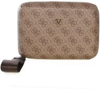 Guess Monogram Modena stijve kubus clutch Brown Heren