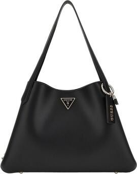 Guess Zwarte Schoudertas met Afneembare Hanger en Zilveren Logo Black Dames