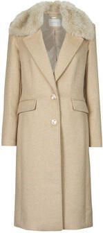 Guess Beige Mantel met Revers en Knoopsluiting Beige Dames