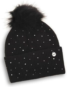 Guess Zwarte Gebreide Beanie met Zilveren Stenen Black Dames