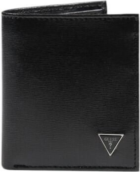 Guess Zwarte Leren Bifold Portemonnee met Logo Black Heren