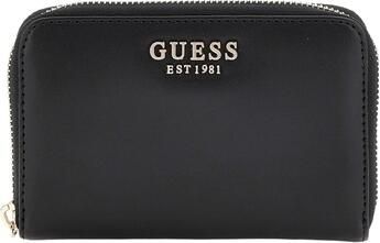 Guess Zwarte PU Leren Portemonnee Metalen Logo Black Dames