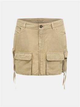 Guess Cargo Mini Rok Beige Rechte Snit Beige Dames