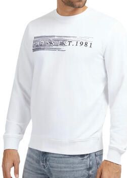 Guess Geborduurde Logo Katoenen Trui White Heren