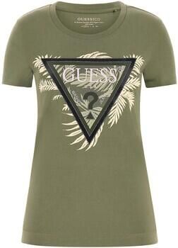 Guess T-shirt Korte Mouw Cn Ss Triangle Palm Print