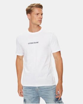 Guess T-shirt Korte Mouw T-shirt Slim Logo Brodé blanc - Foto 7