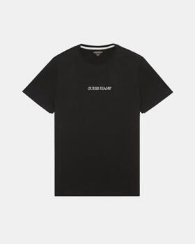 Guess Zwart Katoenen T-shirt Slim Fit Borduurwerk Black Heren