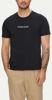 Guess Zwart Katoenen T-shirt Slim Fit Borduurwerk Black Heren