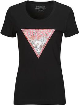 Guess Satin Triangle Tee voor vrouwen Black Dames