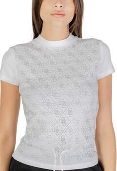 Guess T-shirt Korte Mouw SS MOCK NECK ALL OVER 4G TEE W4BI26 J1314