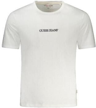 Guess T-shirt Korte Mouw T-shirt Slim Logo Brodé blanc - Foto 6