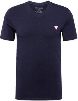 Guess Stretch Eco-Vriendelijk T-Shirt Zwart Slim Fit V-Hals Zwart Heren