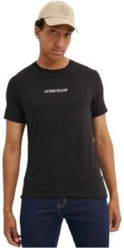 Guess Zwart Katoenen T-shirt Slim Fit Borduurwerk Black Heren