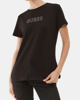 Guess Zwarte Katoenen T-shirt met Korte Mouwen en Strass Details Black Dames - Foto 5
