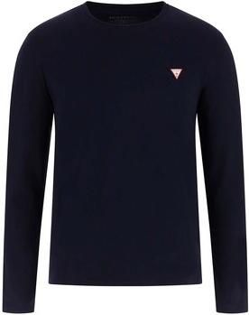 Guess Blauwe Core Tee Lange Mouw Slim Fit T-Shirt Blauw Heren