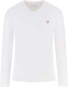 Guess Stretch Eco-Vriendelijk V-Hals T-Shirt Wit White Heren