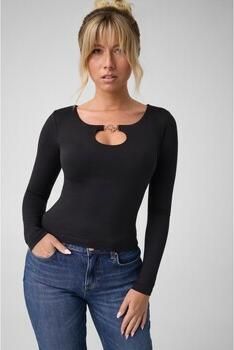 Guess relaxed fit shirt met lange mouwen van elastische materiaalmix