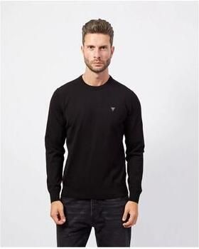 Guess Zwarte Viscose Pullover met Applique Logo Black Heren
