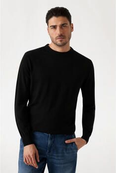 Guess Zwarte wollen trui met ronde hals Black Heren