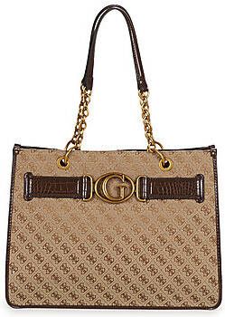 Guess Aviana Tote Shopper Tas in Beige Bruin Brown Dames