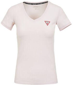 Guess Roze Ronde Hals T-shirt Vrouwen Katoen White Dames