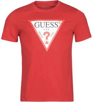 Guess Rode Katoenen T-Shirt Slim Fit Ronde Hals Print Logo Red Heren
