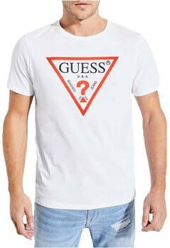 Guess Iconisch Katoenen T-Shirt Wit White Heren