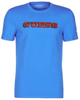 Guess Blauw Katoenen T-Shirt met Print Blue Heren