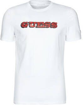 Guess Slank wit katoenen T-shirt met logoprint White Heren