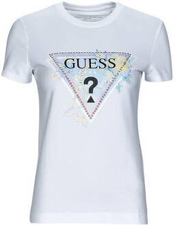 Guess Logo-Print Slim Fit Basic T-Shirt White Dames