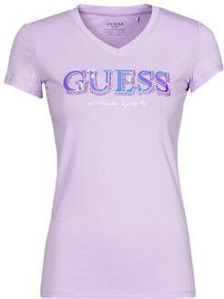 Guess Stretch Logo T-shirt met Strass Purple Dames