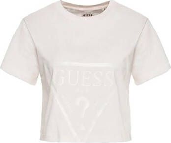 Guess Korte Mouw Logo Tee Beige Dames