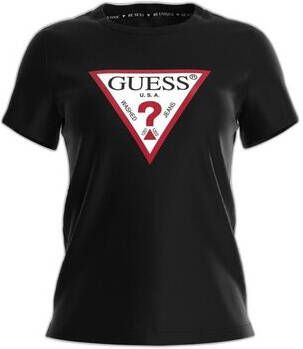 Guess Zwarte aansluitende katoenen T-shirt Black Dames