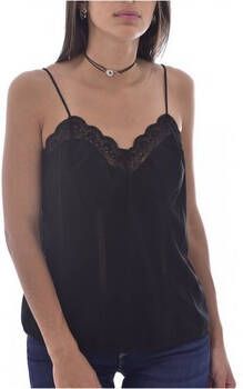 Guess Mouwloze Top met Kantafwerking Zwart Black Dames