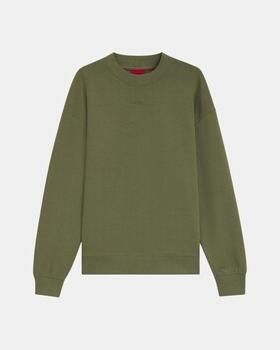 HUGO relaxed fit sweater met geribde boorden groen - Foto 2