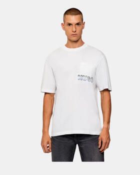 HUGO Blue T-shirt Nogoste Ronde hals regular fit borstzak - Foto 6