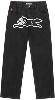 Ice Cream Jeans Spray Paint Running Dog Double Scoop Denim Pants Black