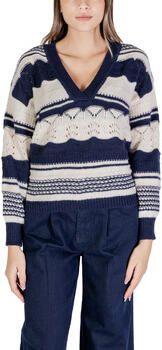 Ichi Blauwe Trui met Lange Mouwen voor Vrouwen Multicolor Dames