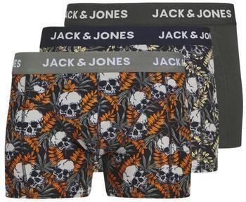 Jack & jones JUNIOR boxershort JACHUGO SKULLS set van 3 donkerblauw multicolor Jongens Stretchkatoen 152