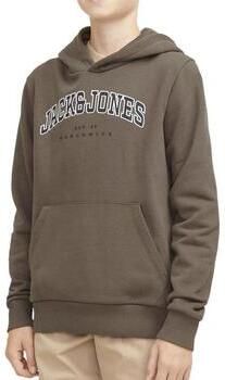 JACK & JONES JUNIOR hoodie JJECALEB VARSITY met logo donkergroen