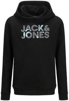 JACK & JONES JUNIOR hoodie JJSTYD CORP SPLASH met logo zwart