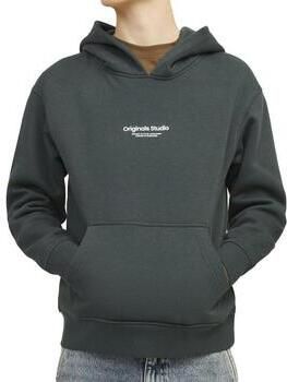 Jack & jones JUNIOR hoodie JORVESTERBRO met tekst diep donkergroen Sweater 140 - Foto 4