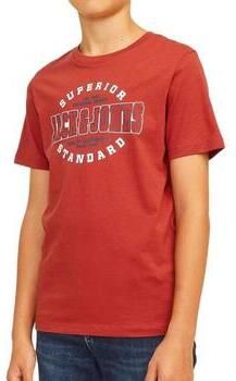 Jack & jones JUNIOR T-shirt JJELOGO met logo warmrood Jongens Katoen Ronde hals 152 - Foto 4