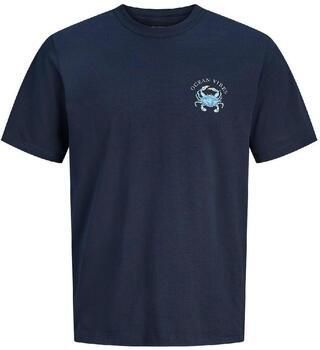 JACK & JONES ORIGINALS relaxed T-shirt met backprint donkerblauw - Foto 3