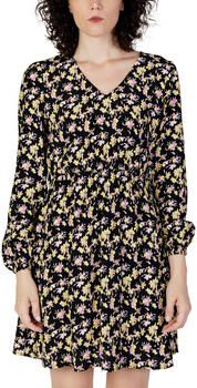 Jacqueline de Yong Bloemen V-hals Lange Mouw Jurk Black Dames