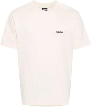 Jacquemus Katoen Logo Patch Crewneck T-Shirt Beige Heren - Foto 7