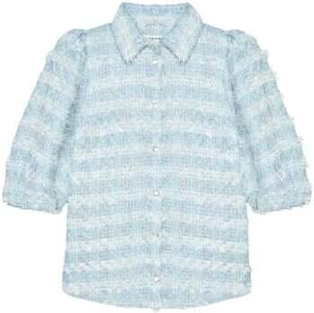 Janice BouclÃ© blouse met pofmouwen Lars blauw